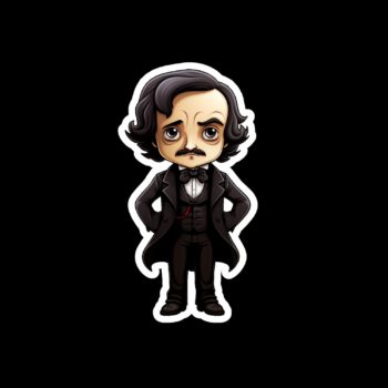 Edgar Allan Poe sticker in a black suit.