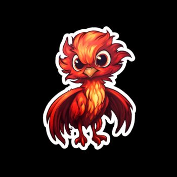 Fawkes the Phoenix sticker in red.