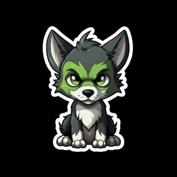 Franken Husky green husky dog sticker