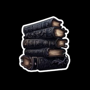 Gothic Books in a stack in black sticker.