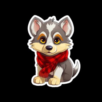 Gryffindor Husky dog with a red scarf.