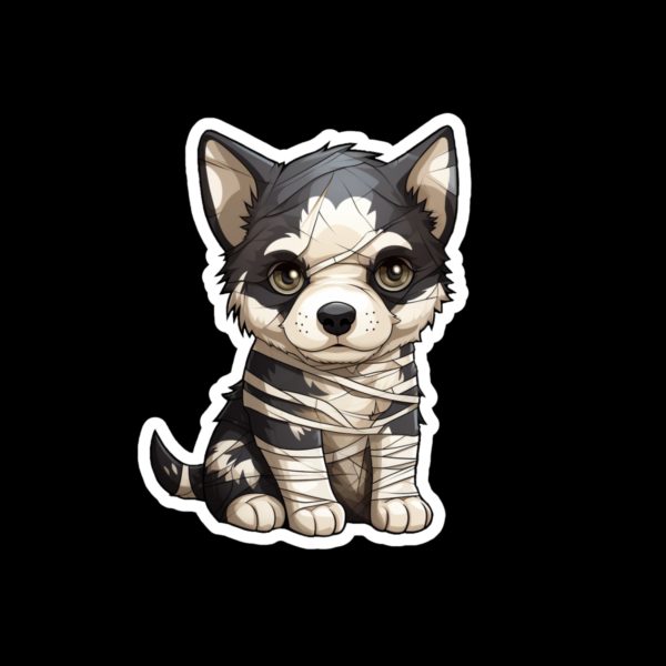 Husky dog wrapped up as a mummy sticker.