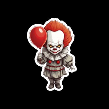 Pennywise the clown with red balloon sticker.