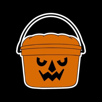 Pumpkin Bucket in orange sticker.