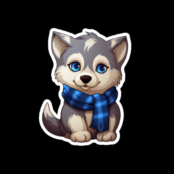 Ravenclaw husky dog wearing a blue scarf sticker.