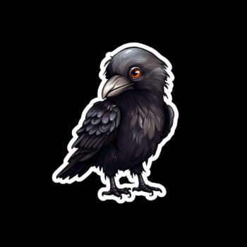 Black raven bird sticker.