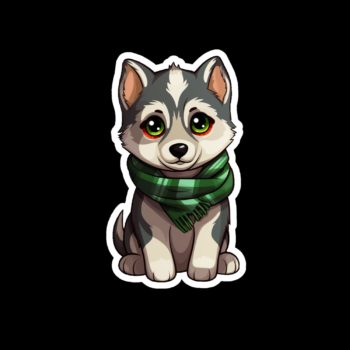 Slytherin husky dg with green scarf.