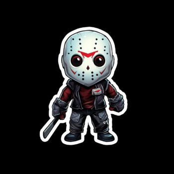 Jason Voorhees sticker with machete.