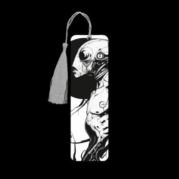 Abe Sapien metal bookmark. The bookmark is metal with a silver tassel. The image is printed onto the top and is smooth and glossy.