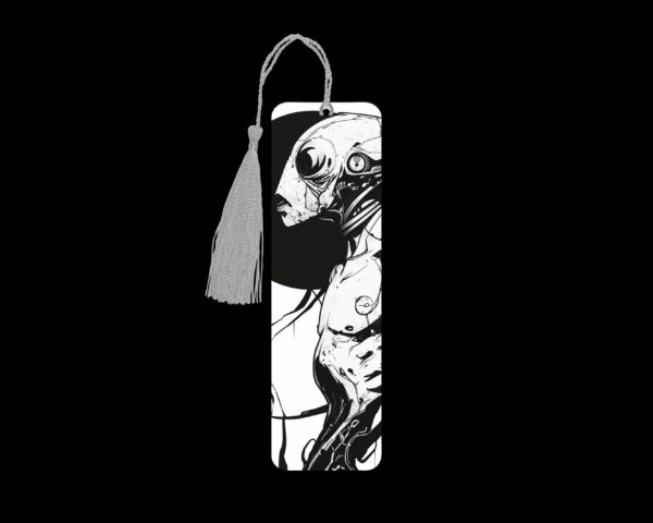 Abe Sapien metal bookmark. The bookmark is metal with a silver tassel. The image is printed onto the top and is smooth and glossy.