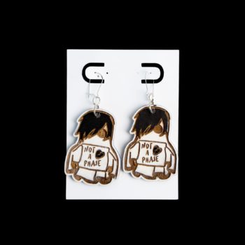 Ghost earrings with black emo hair.