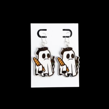 French ghost earrings with french bread and wine.