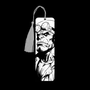 Hellboy metal bookmark. The bookmark is metal with a silver tassel. The image is printed onto the top and is smooth and glossy. Features: 4.7″ x 1.3″ x 0.02″ Metal Bookmark Made Metal Aluminum Plate Colors may vary due to screen resolution. The bookmarks may be different slightly from the listing image as each are hand pressed.