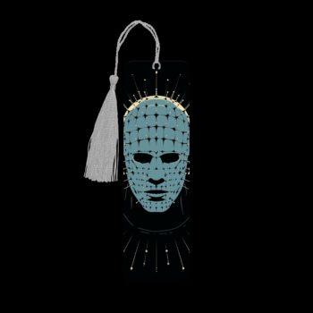 Hellraiser metal bookmark. The bookmark is metal with a silver tassel. The image is printed onto the top and is smooth and glossy. Features: 4.7″ x 1.3″ x 0.02″ Metal Bookmark Made Metal Aluminum Plate Colors may vary due to screen resolution. The bookmarks may be different slightly from the listing image as each are hand pressed.