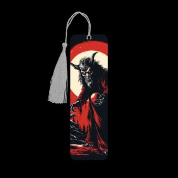 Krampus Christmas metal bookmark. The bookmark is metal with a silver tassel. The image is printed onto the top and is smooth and glossy. Features: 4.7″ x 1.3″ x 0.02″ Metal Bookmark Made Metal Aluminum Plate Colors may vary due to screen resolution. The bookmarks may be different slightly from the listing image as each are hand pressed.