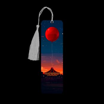 Derry Maine metal bookmark. The bookmark is metal with a silver tassel. The image is printed onto the top and is smooth and glossy.