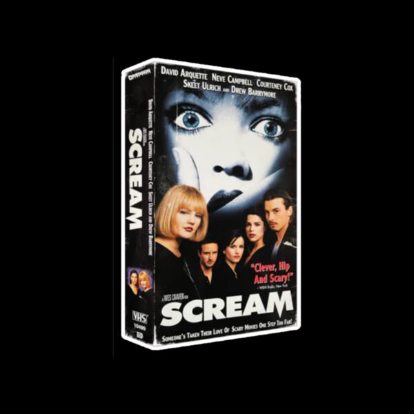 Scream VHS Limited Edition Sticker. These stickers are made with printable vinyl with a vinyl top coat that is scratch-resistant and water resistant. Put one on your phone case, laptop, iPad, hard cooler; the possibilities are endless.