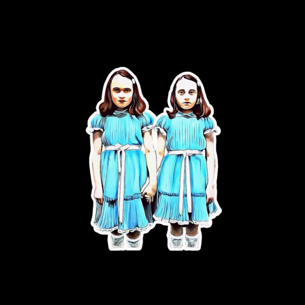 The Shining Twins sticker. These stickers are made with printable vinyl with a vinyl top coat that is scratch-resistant and water resistant. Put one on your phone case, laptop, iPad, hard cooler; the possibilities are endless.