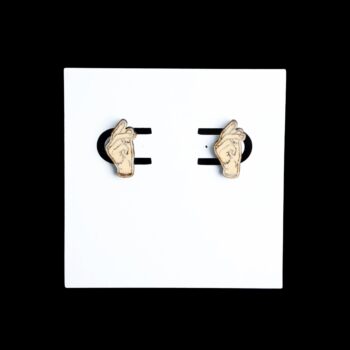 Thing Snap Stud Wood Earrings. These earrings are made with 1/8″ thickness basswood. These earrings are lightweight and hand painted.