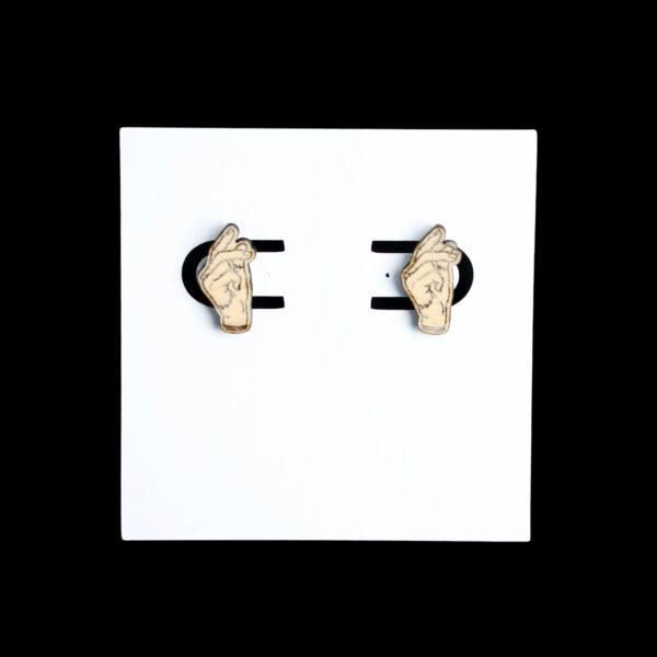 Thing Snap Stud Wood Earrings. These earrings are made with 1/8″ thickness basswood. These earrings are lightweight and hand painted.